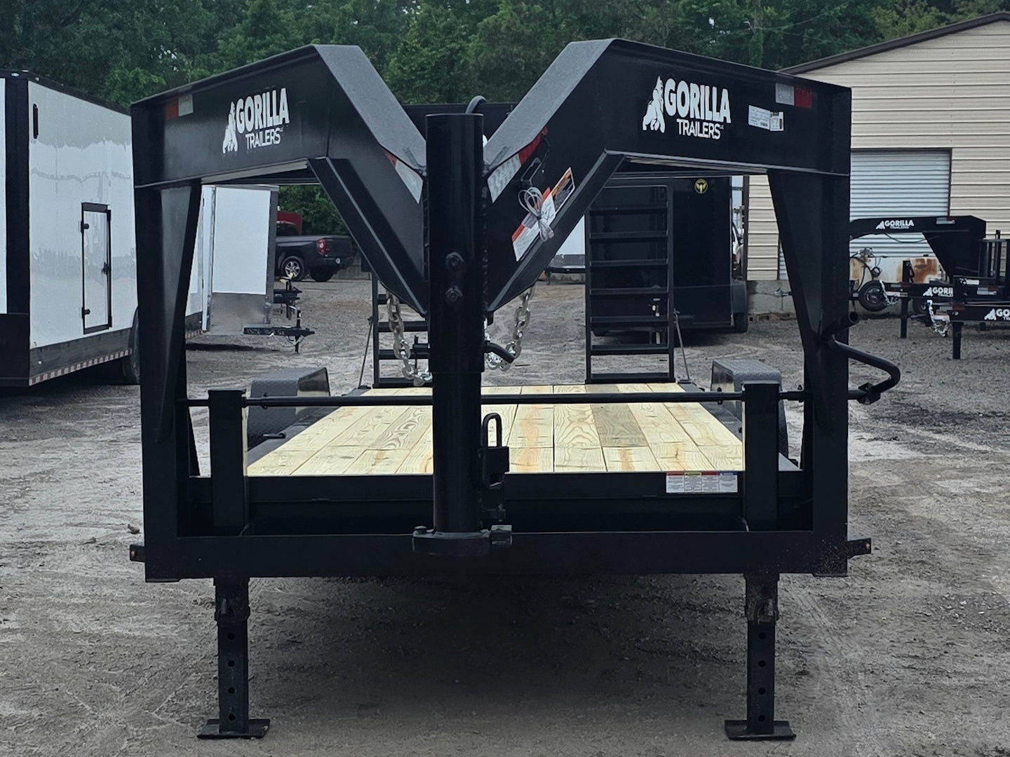7x24 Gooseneck Equipment Trailer (2) 7K Axles Standup Ramps 14k GVWR Front side picture 