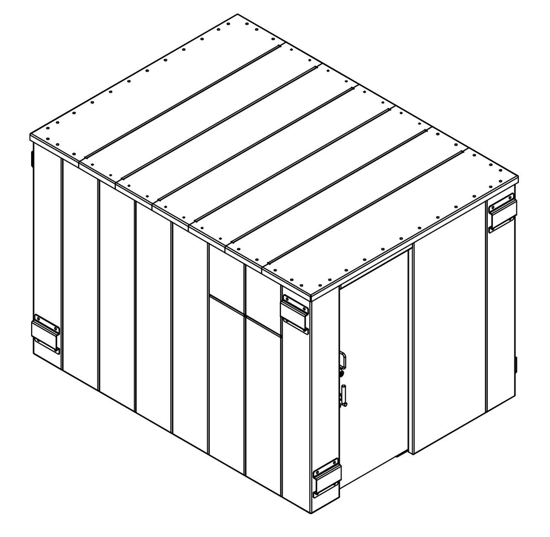 SR84X114G ESP Safety Shelter 84" x 114"- 20 Person Private / 12 Person Business front left