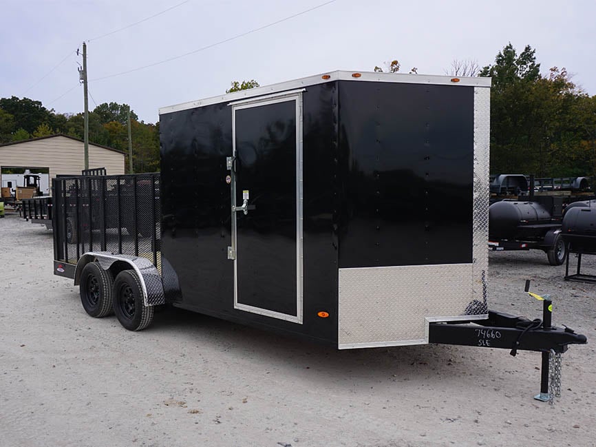 Enclosed Utility Hybrid Trailer 7'x18' with Side Ramp