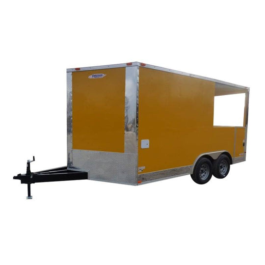 Concession Trailer 8.5'x14' Yellow - Smoker BBQ Catering Event - SLE Equipment - 1