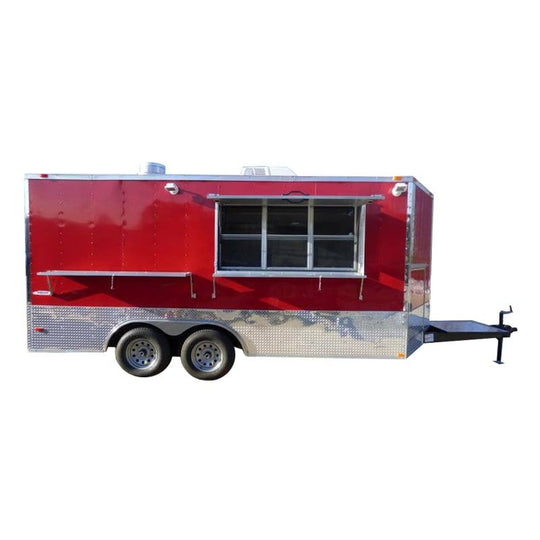 Concession Trailer 8.5'x16' Red - Food Catering Event BBQ - SLE Equipment - 1