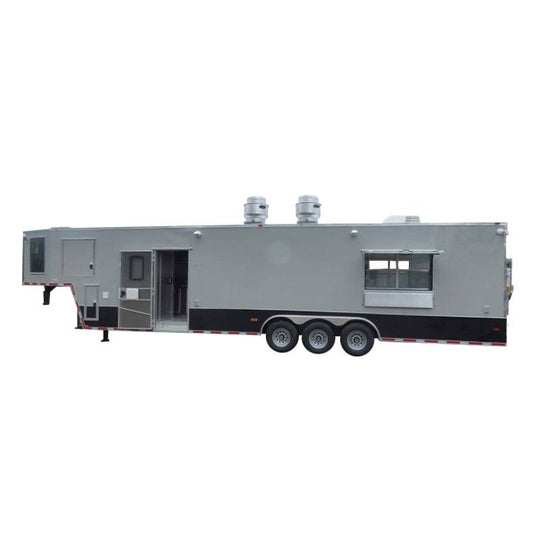8.5' x 40' Gray Gooseneck Event Catering Concession Food Trailer - SLE Equipment - 1