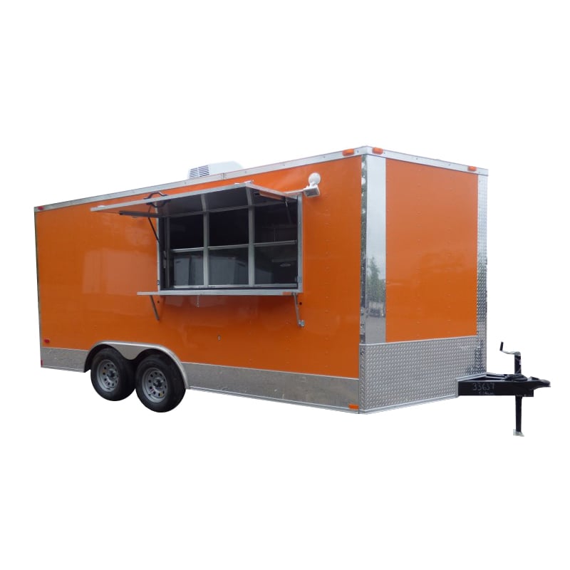 8.5' x 16' Orange Event Catering Concession Food Trailer