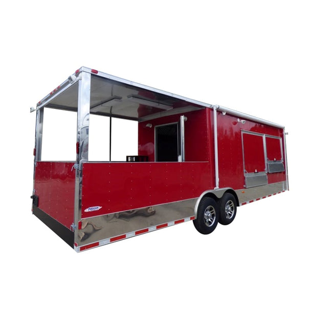 8.5' x 28' Concession Food Trailer Red Catering Event Trailer