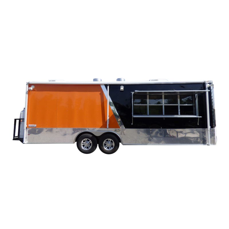 8.5' x 24' Concession Food Trailer Orange and Black With Appliances