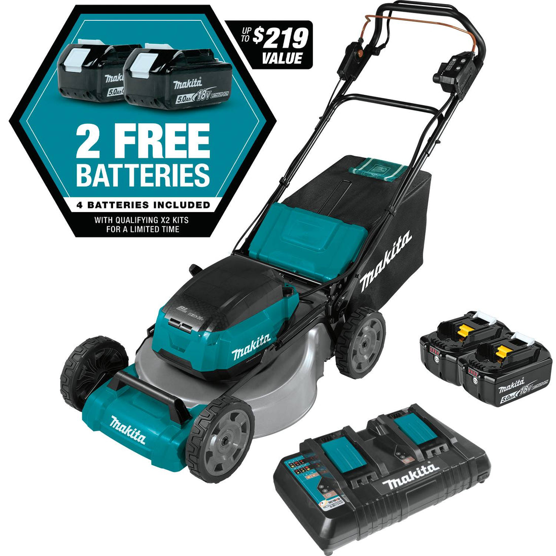 Makita XML08PT1 18V X2 (36V) LXT 21" Self?Propelled Lawn Mower Kit