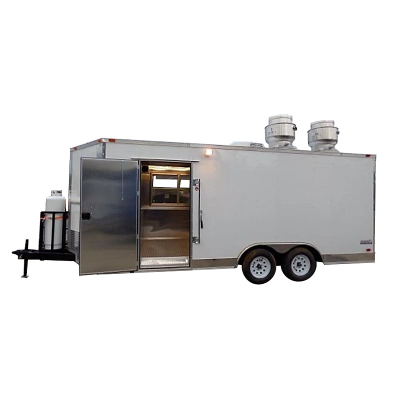 8.5' x 18' White Catering Event Concession Food Trailer With Appliances