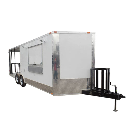 8.5' x 22' Concession Trailer White BBQ Vending