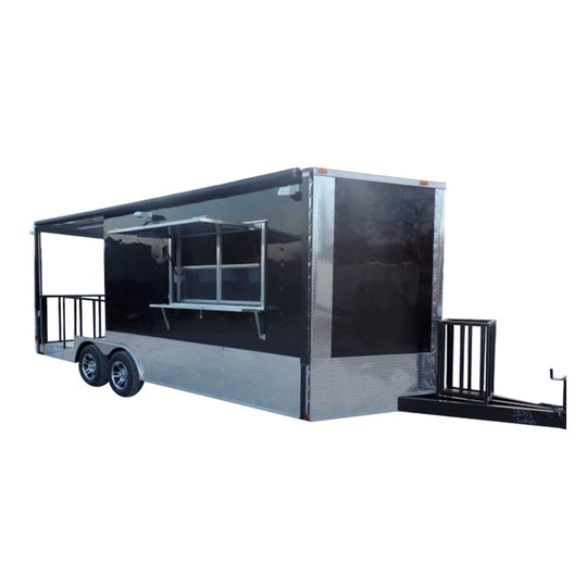 8.5' x 20' Concession Food Trailer Black BBQ Event Catering