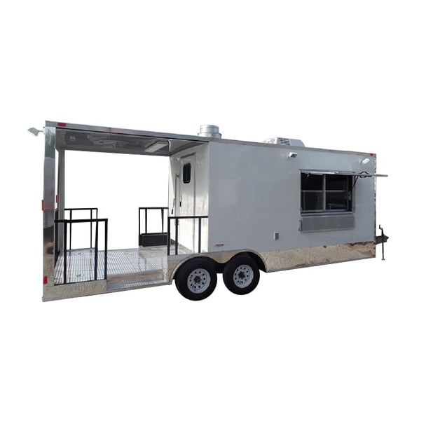 8.5' x 22' White Concession Food Trailer BBQ Event Catering