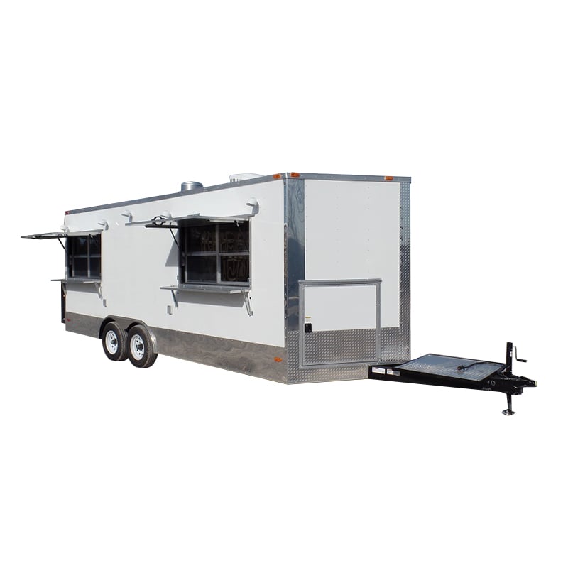 8.5' x 20' Concession Food Trailer White With Appliances