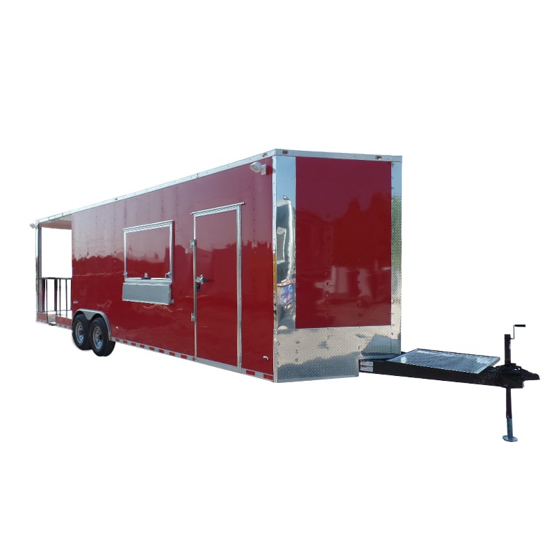 8.5' x 28' Concession Food Trailer Red BBQ Event Catering