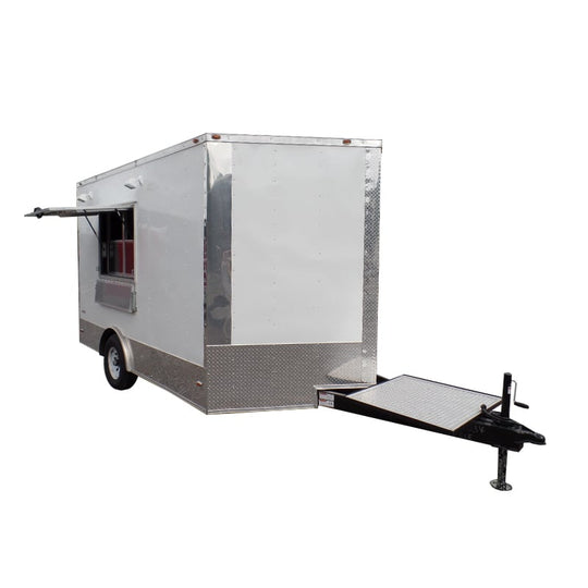 8.5' x 12' Concession Food Trailer White Event Catering