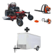 Bradley 52" stand-on mower bundle with Husqvarna 150BT blower, 122L trimmer, and 6x12 V-nose enclosed trailer with 3,500 lb axle.
