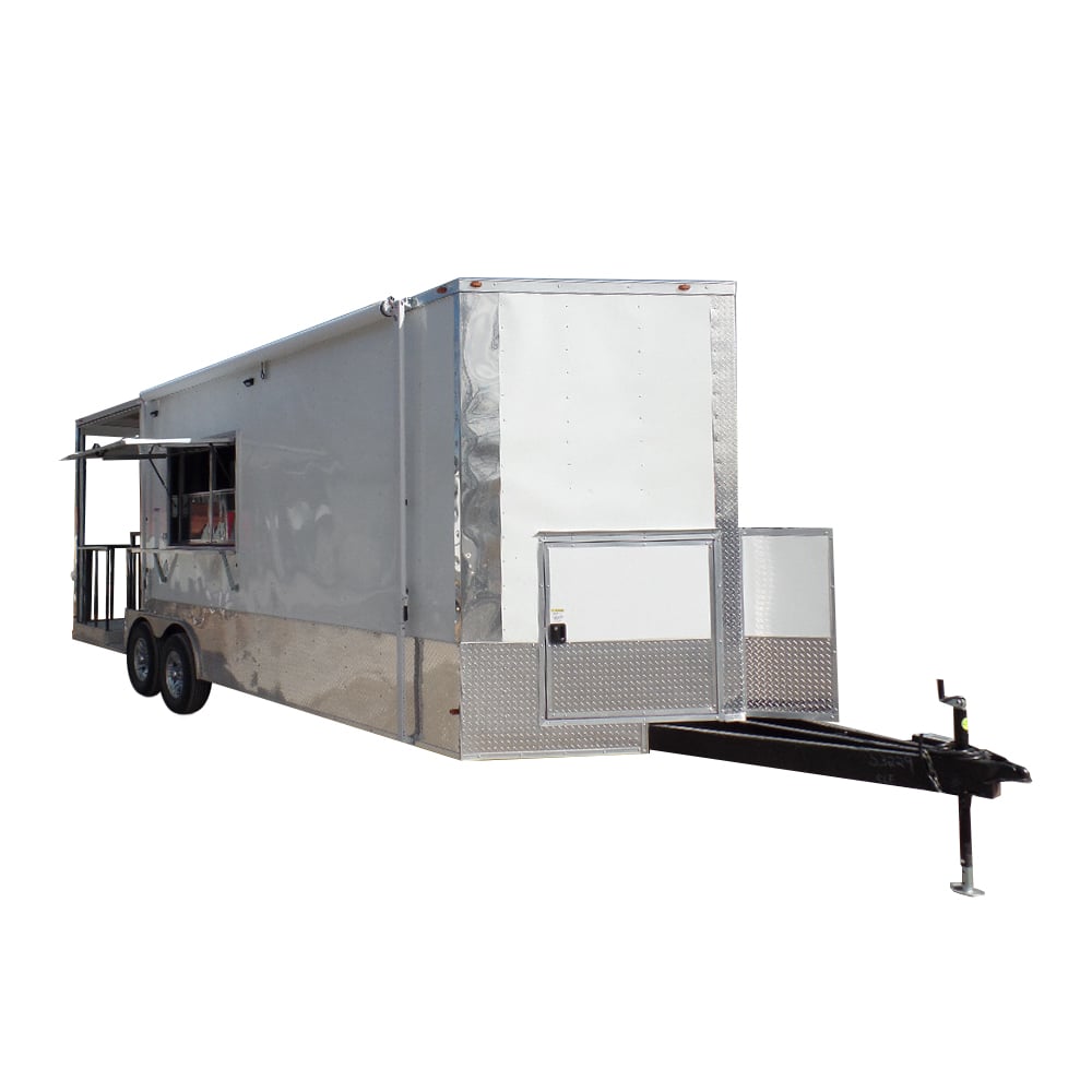 8.5' x 24' Concession Trailer White BBQ Catering Event Food