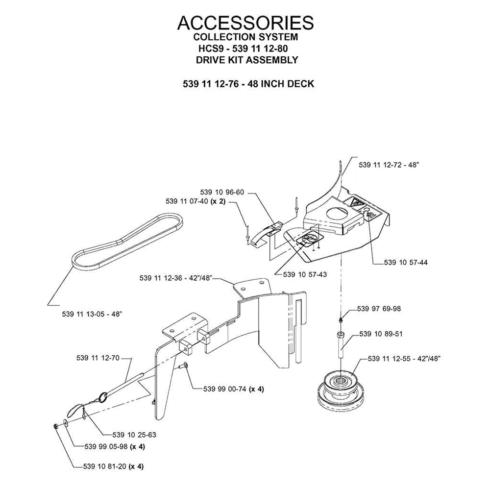 Husqvarna Genuine Part 48" Bagger HCS9 Drive Kit 539111276