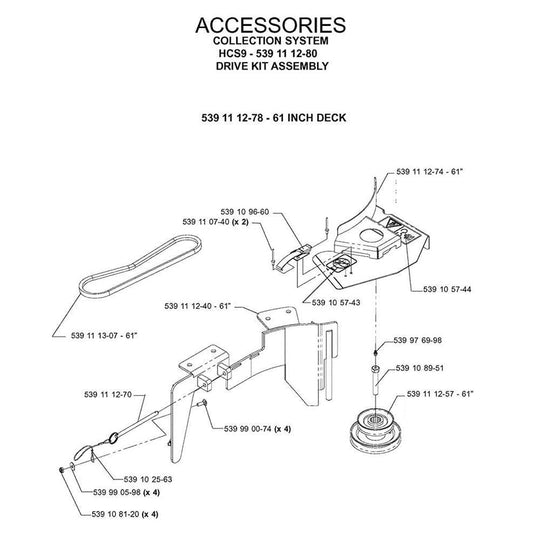 Husqvarna Genuine Part 61" Bagger HCS9 Drive Kit 539111278 - SLE Equipment - 2