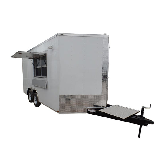 8.5' x 16' White Concession Food Trailer With Appliances