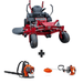 Ferris ISX800 60" zero turn mower bundle with Husqvarna 150BT backpack blower and 122L straight shaft string trimmer.