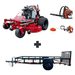 Ferris SRS Z3X 60″ stand-on mower with 40HP Vanguard engine, Husqvarna blower & trimmer, plus 6.4x12 dovetail utility trailer with gate and 3,500 lb axle.
