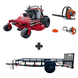 Ferris SRS Z3X 52″ stand-on mower with 40HP Vanguard engine, Husqvarna 150BT blower, 122L trimmer, and 5x10 utility trailer.