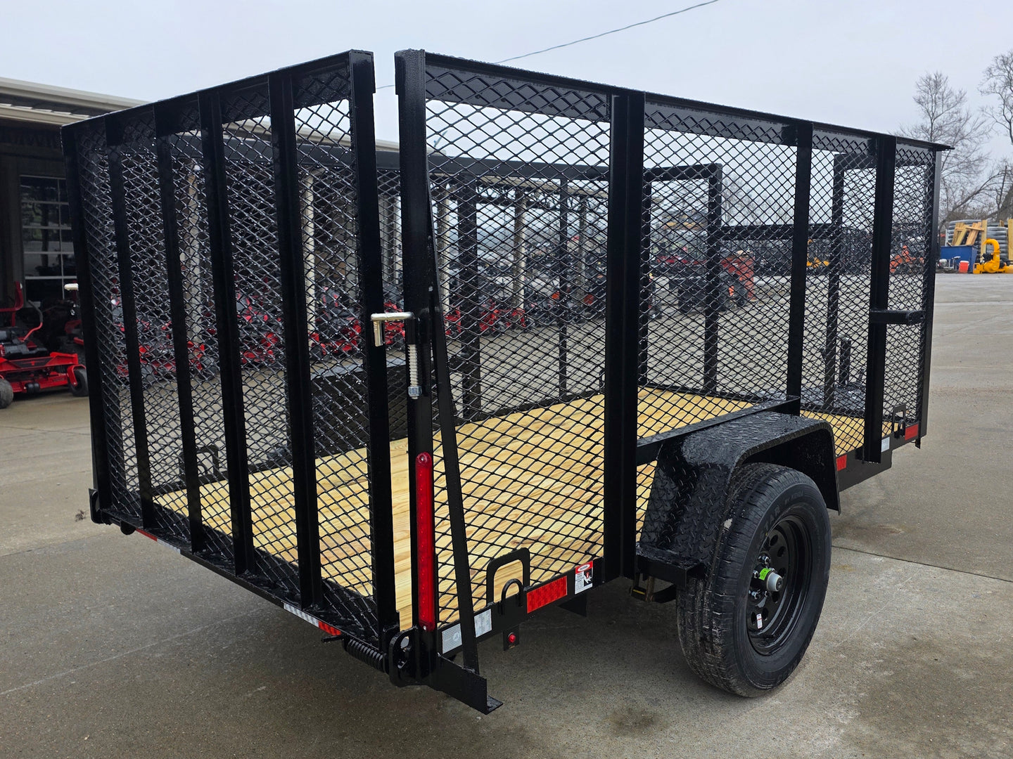 5x10 Straight Deck Debris Loader Utility Trailer (1) 3500lb Axle and Extended Platform back right angled view picture 