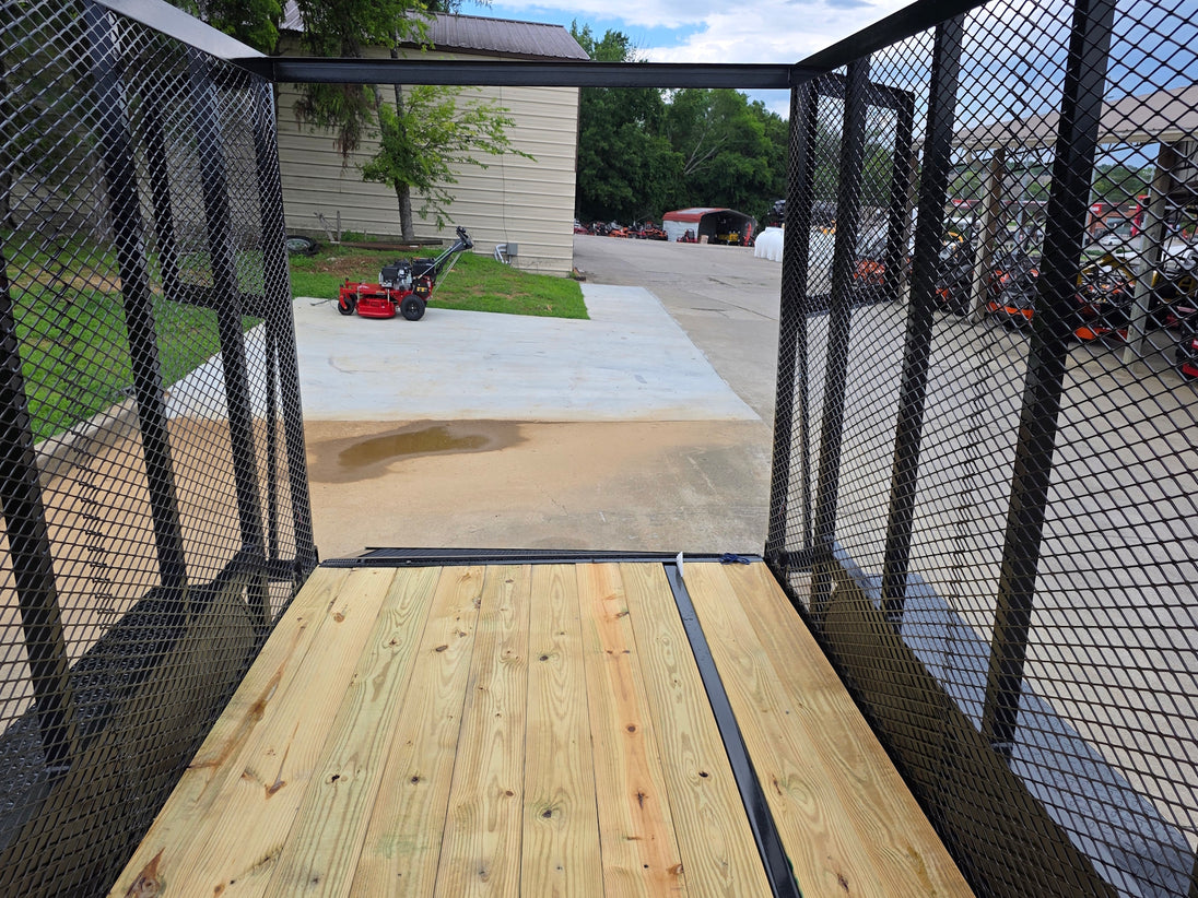 6.4x14 Straight Deck Utility Trailer 6ft Mesh Sides with (2) 3,500lb Axles-Without Roof Interior front side picture 