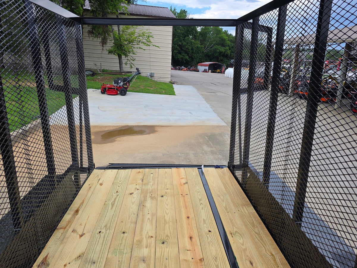 6.4x14 Straight Deck Utility Trailer 6ft Mesh Sides with (2) 3,500lb Axles-Without Roof Interior front side picture 
