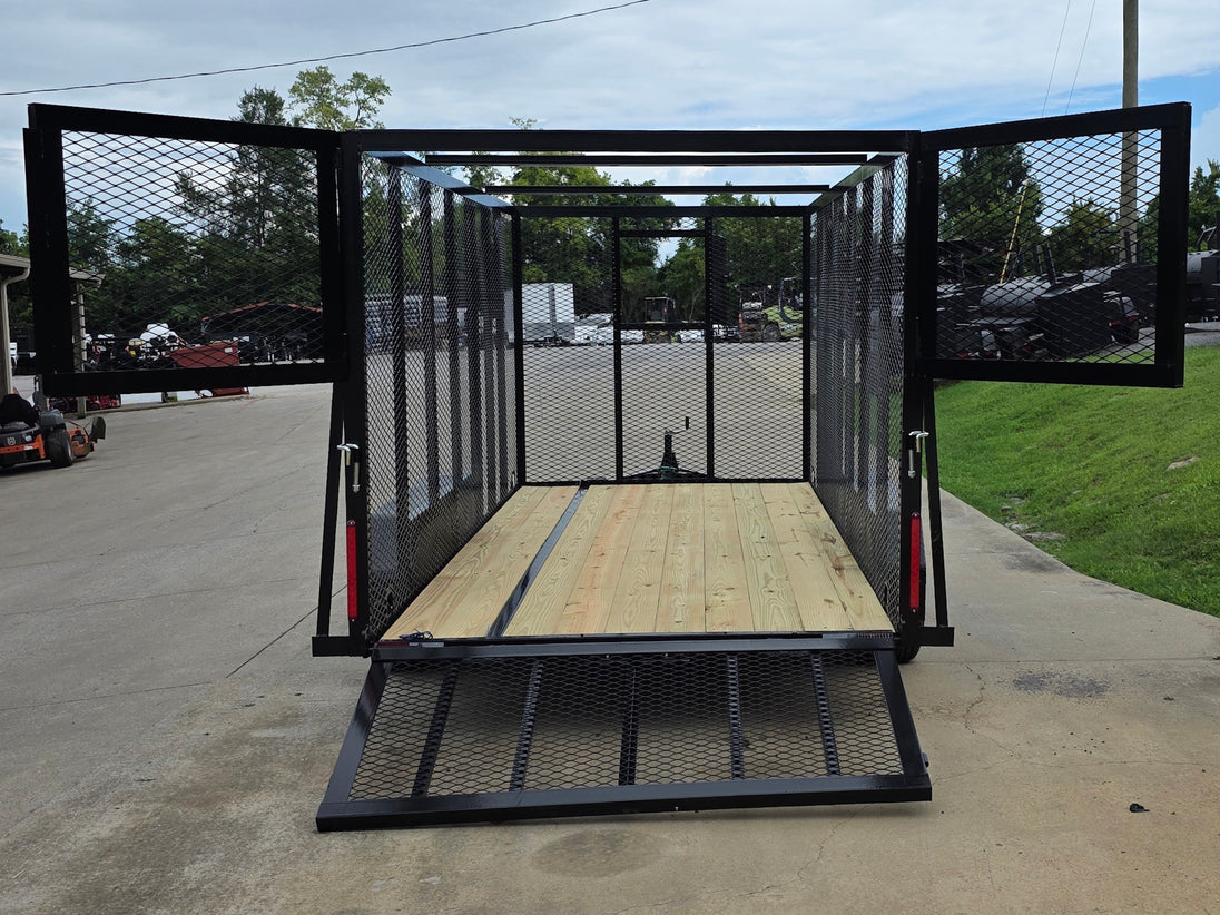 6.4x14 Straight Deck Utility Trailer 6ft Mesh Sides with (2) 3,500lb Axles-Without Roof Back side picture 
