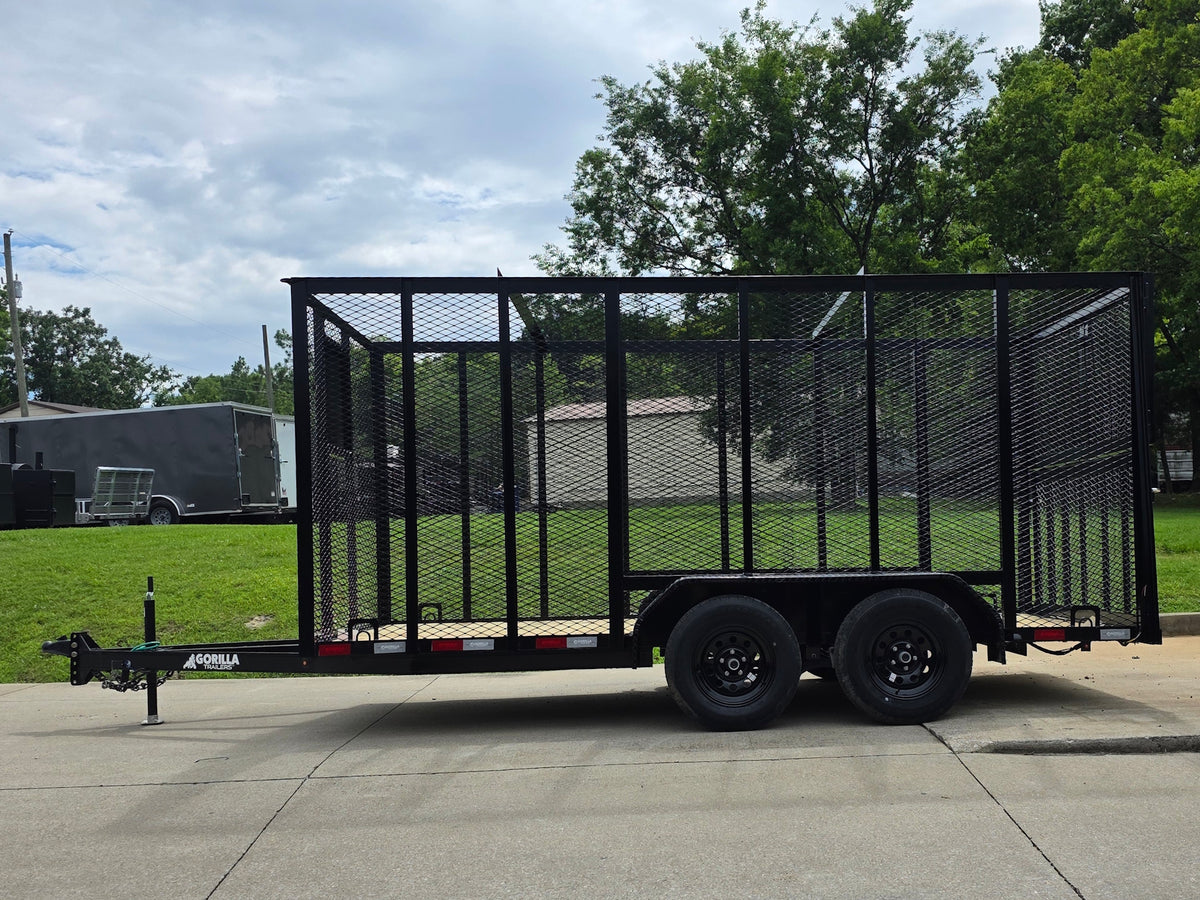 6.4x14 Straight Deck Utility Trailer 6ft Mesh Sides with (2) 3,500lb Axles-Without Roof Right side picture 