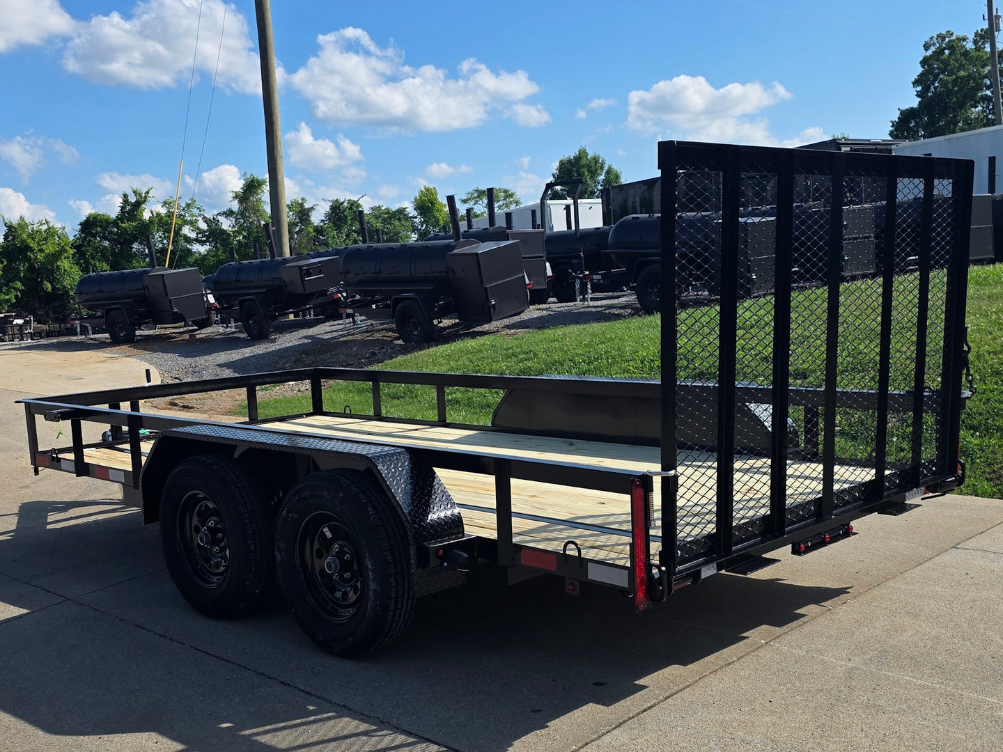 6.4x14 Tandem 2-3500lb axles Straight Deck Back left angle picture 