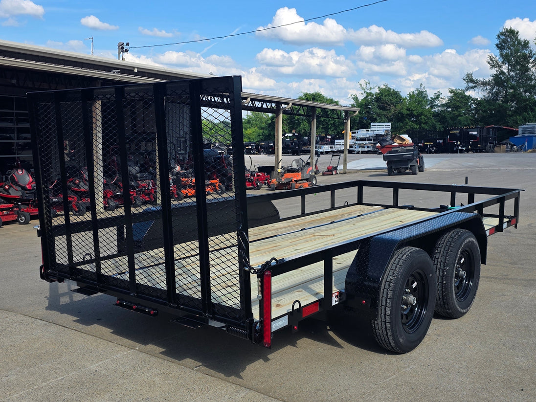 6.4x14 Tandem 2-3500lb axles Straight Deck Back right angle picture 