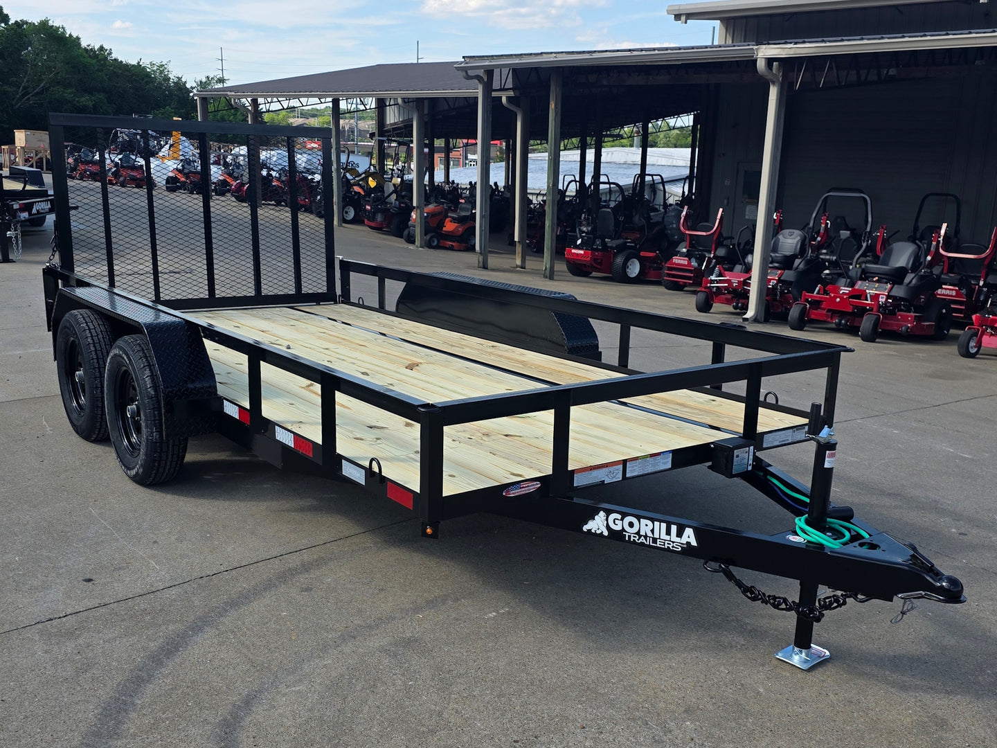 6.4x14 Tandem 2-3500lb axles Straight Deck Front left angle picture 
