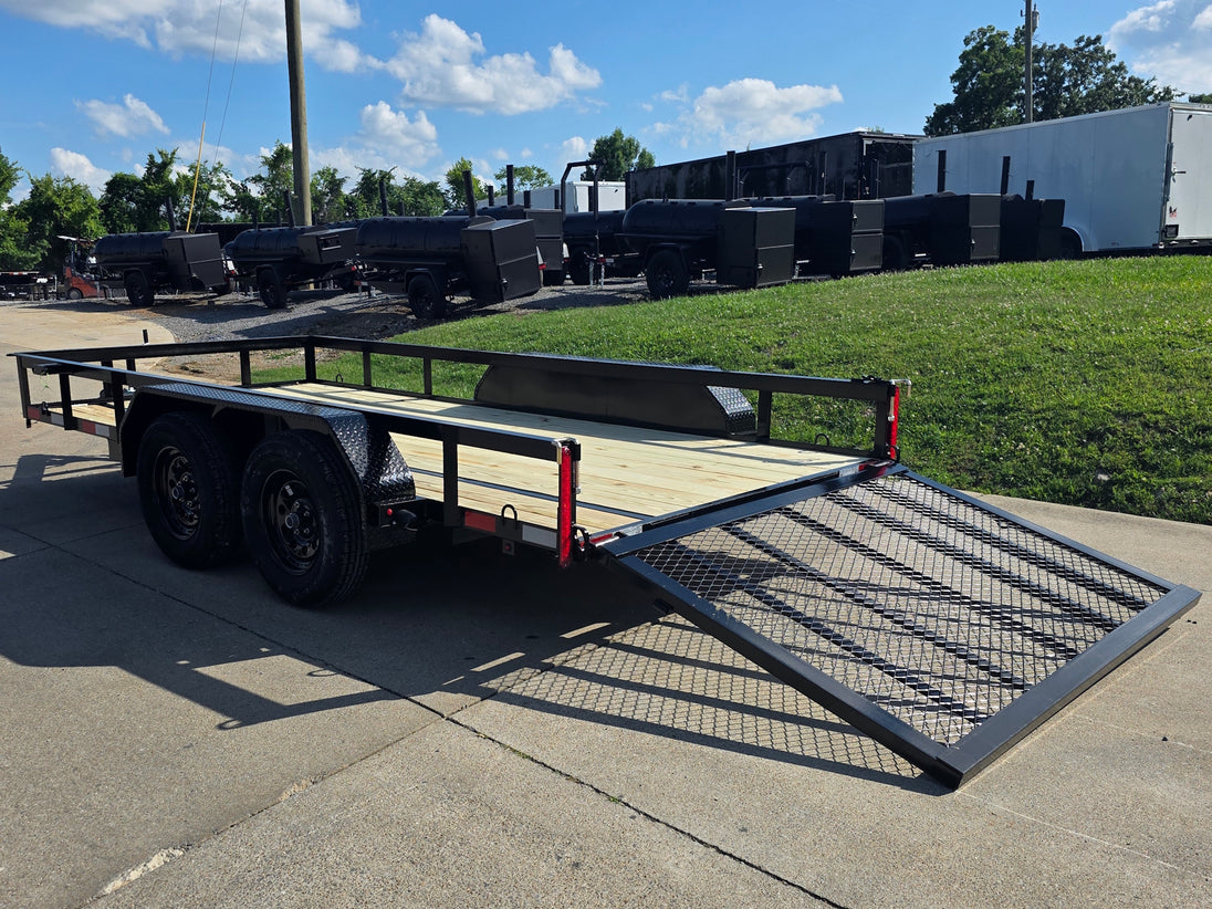 6.4x14 Tandem 2-3500lb axles Straight Deck Open back left angle picture 