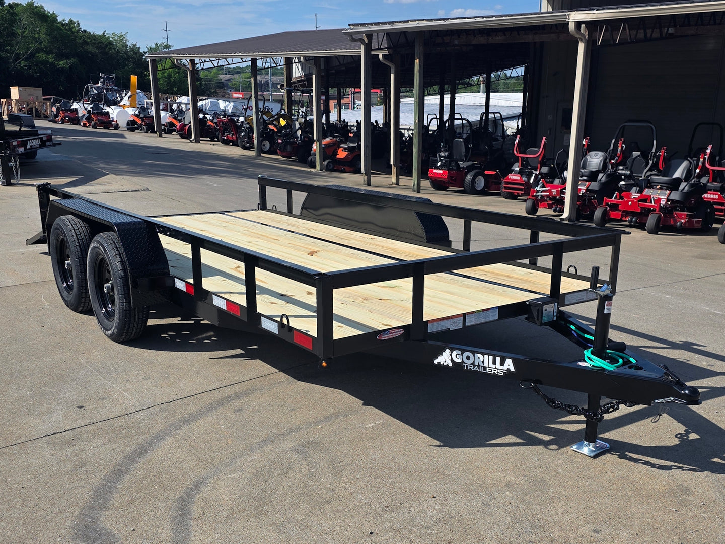 6.4x14 Tandem 2-3500lb axles Straight Deck Open front left angle picture 