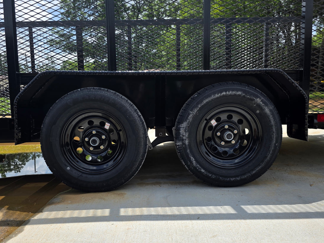 6.4x16 Straight Deck Utility Trailer with 4ft Mesh Side (2) 3,500lb Axles Axle picture 