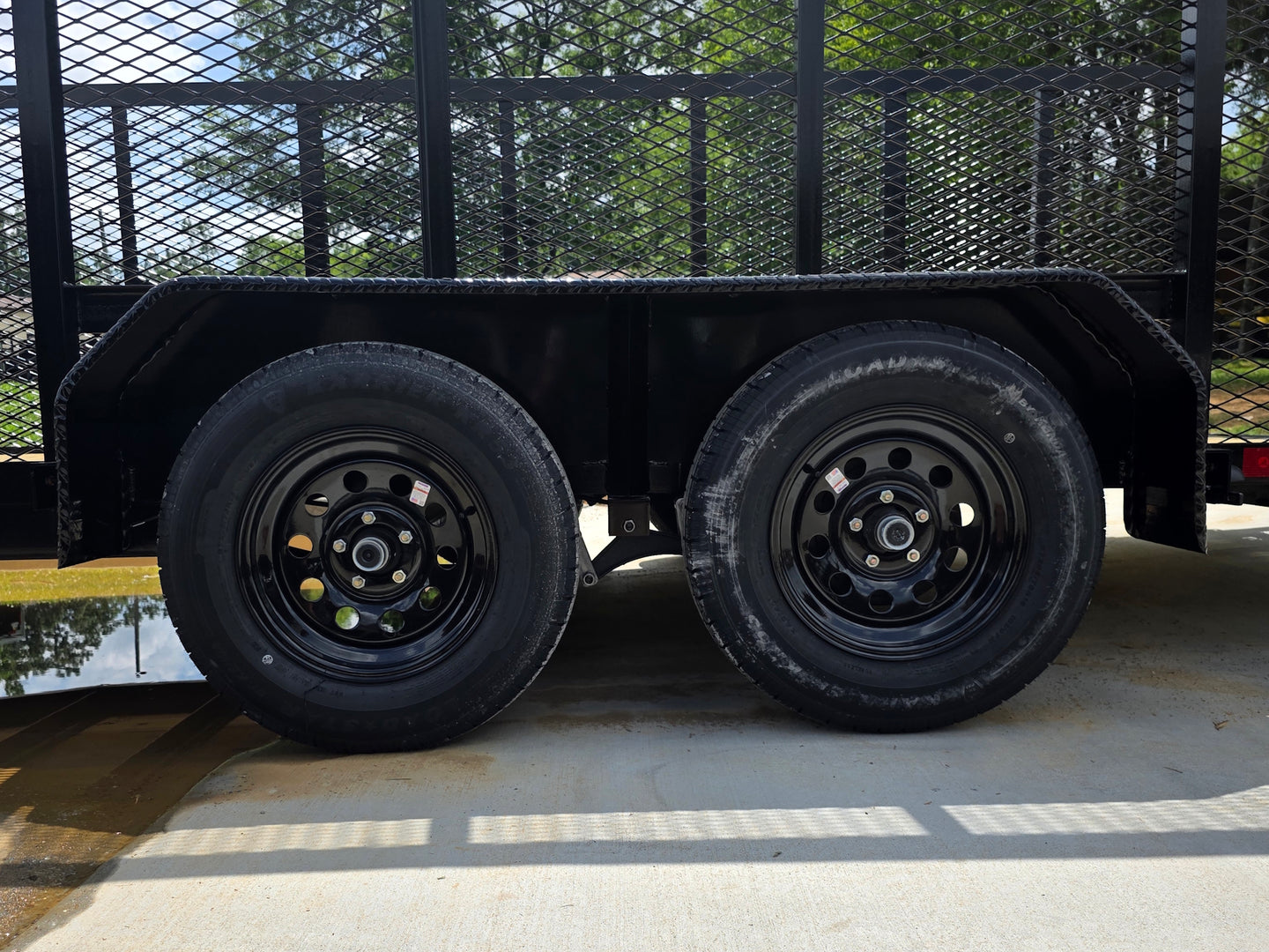 6.4x16 Straight Deck Utility Trailer with 4ft Mesh Side (2) 3,500lb Axles Axle picture 
