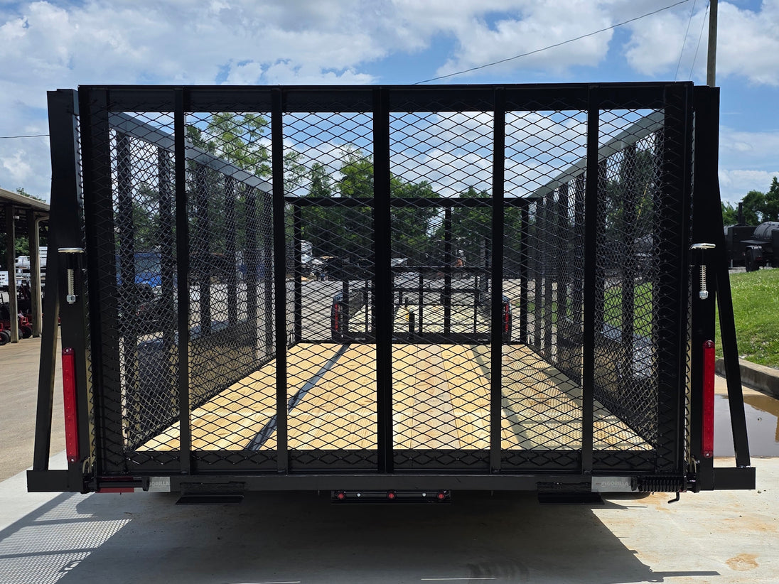 6.4x16 Straight Deck Utility Trailer with 4ft Mesh Side (2) 3,500lb Axles Back side picture 