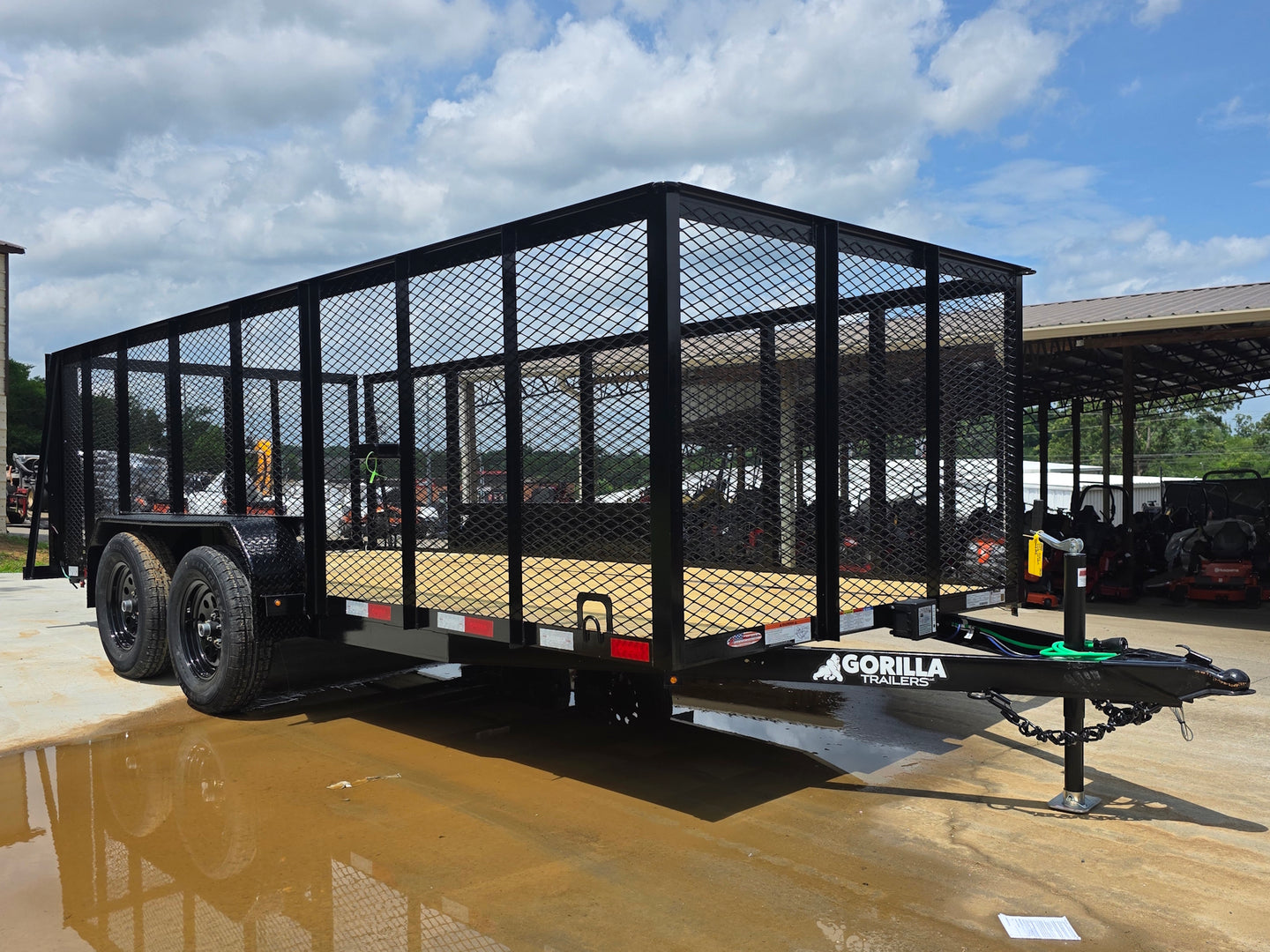 6.4x16 Straight Deck Utility Trailer with 4ft Mesh Side (2) 3,500lb Axles Front left angle picture 