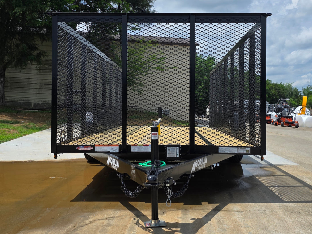 6.4x16 Straight Deck Utility Trailer with 4ft Mesh Side (2) 3,500lb Axles Front side picture 