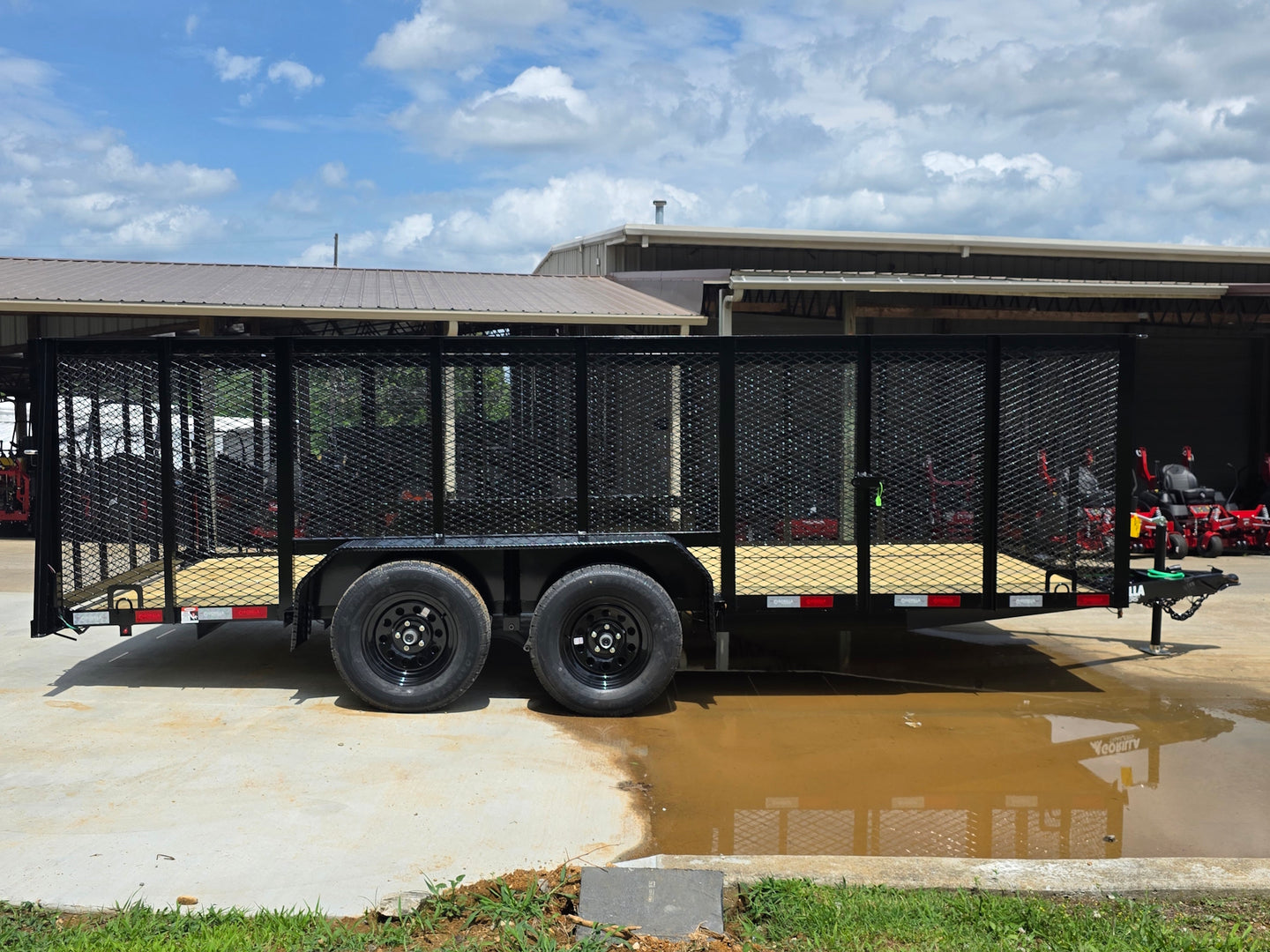 6.4x16 Straight Deck Utility Trailer with 4ft Mesh Side (2) 3,500lb Axles Left side picture 