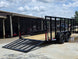 6.4x16 Straight Deck Utility Trailer with 4ft Mesh Side (2) 3,500lb Axles Open back right angle picture 