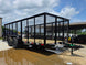 6.4x16 Straight Deck Utility Trailer with 4ft Mesh Side (2) 3,500lb Axles Open front left angle picture 