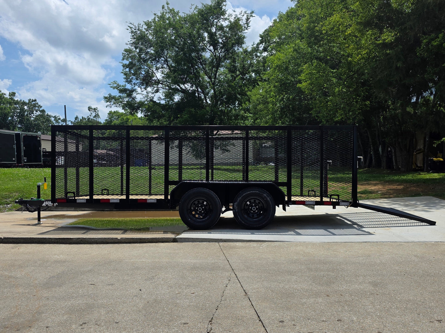 6.4x16 Straight Deck Utility Trailer with 4ft Mesh Side (2) 3,500lb Axles Open right-side picture 