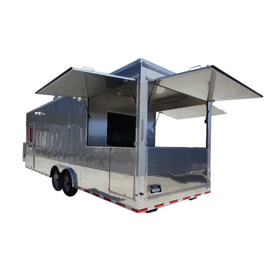 8.5' x 27' Concession Trailer Silver Frost Food Event Catering