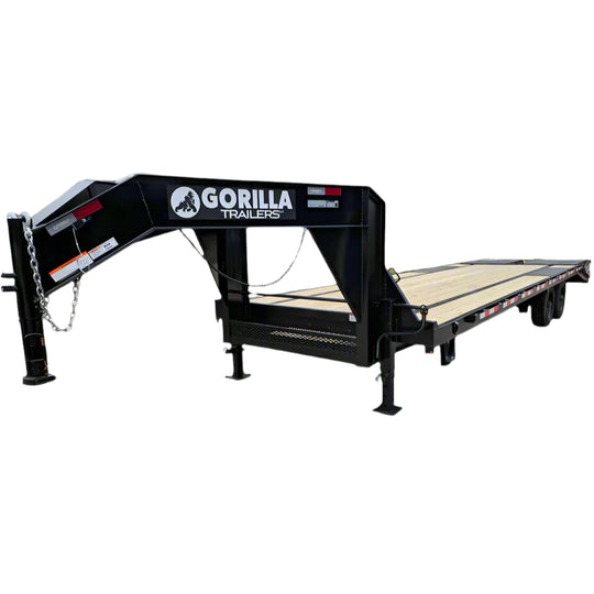 8.5x30 Gooseneck Deckover Dovetail Trailer (2) 10K Axles King Kong Ramps 20K GVWR Front Left