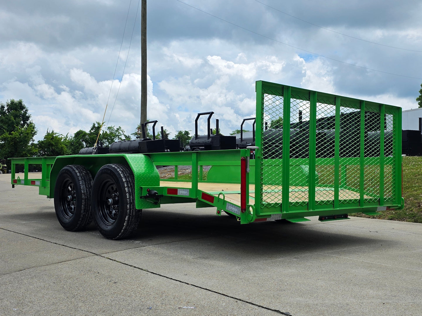 6'4" x 16' Utility Trailer Double Axle Dovetail With Gate Powder Coated (2) 3500lb  2-brakes Back left angle picture 