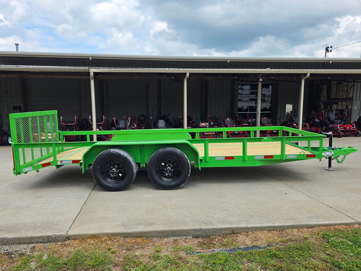 6'4" x 16' Utility Trailer Double Axle Dovetail With Gate Powder Coated (2) 3500lb  2-brakes Left side picture 