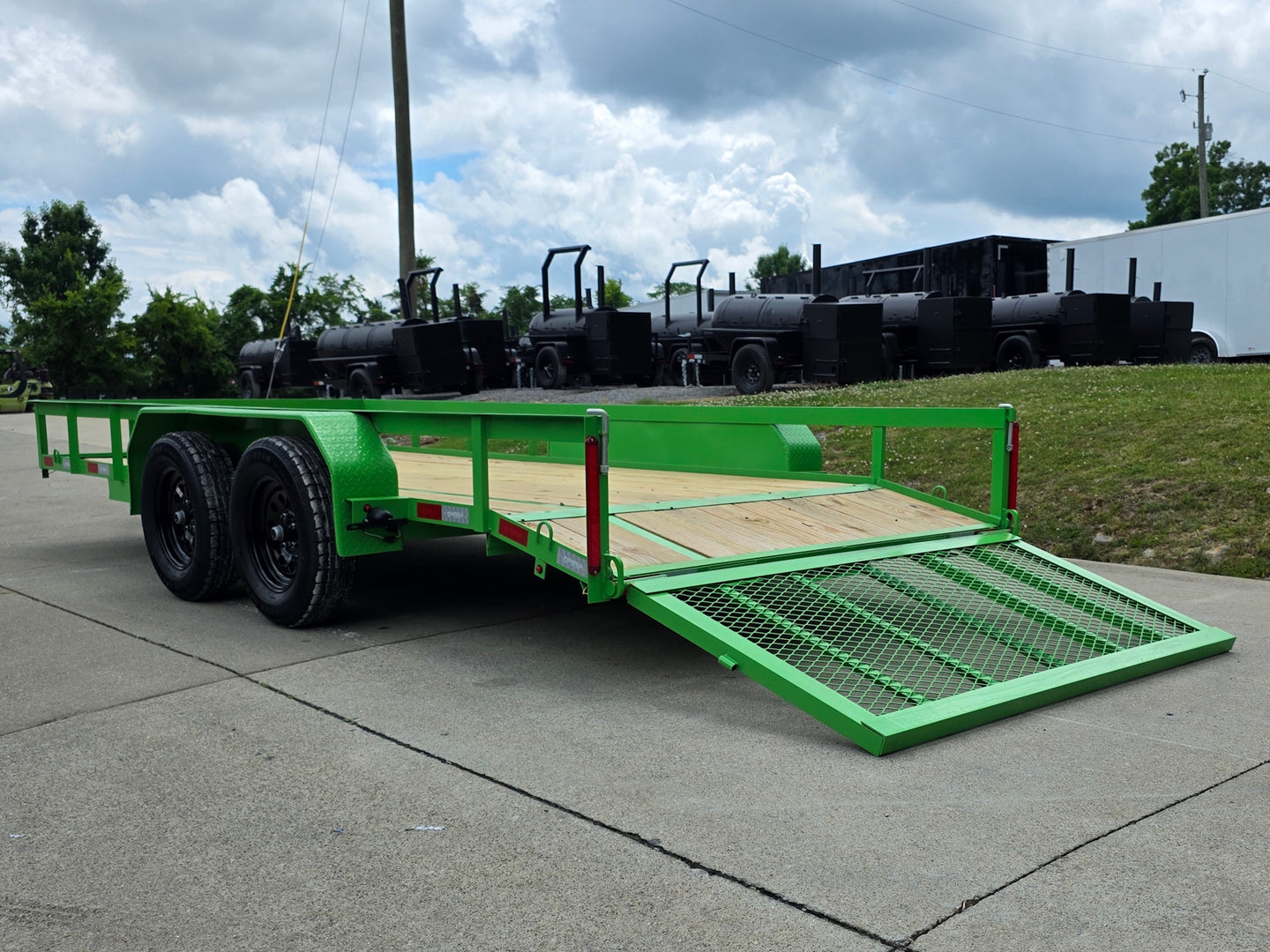6'4" x 16' Utility Trailer Double Axle Dovetail With Gate Powder Coated (2) 3500lb  2-brakes Open back left angle picture 