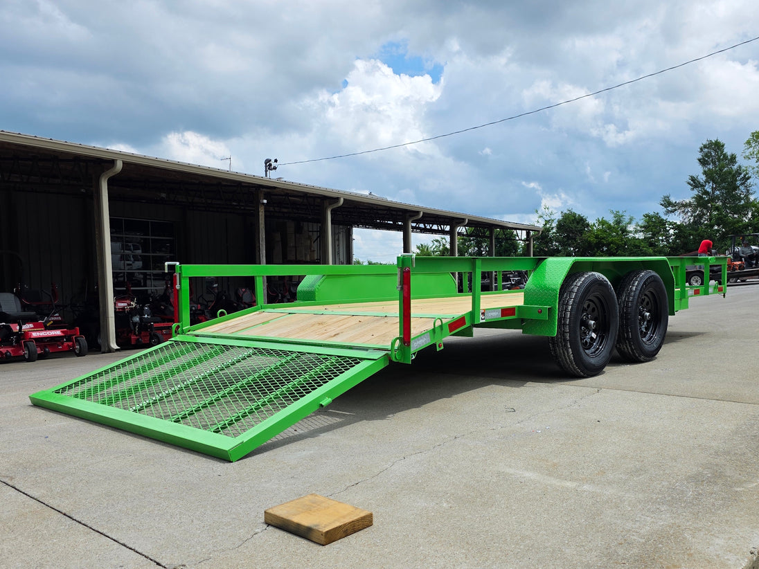 6'4" x 16' Utility Trailer Double Axle Dovetail With Gate Powder Coated (2) 3500lb  2-brakes Open back right angle picture 
